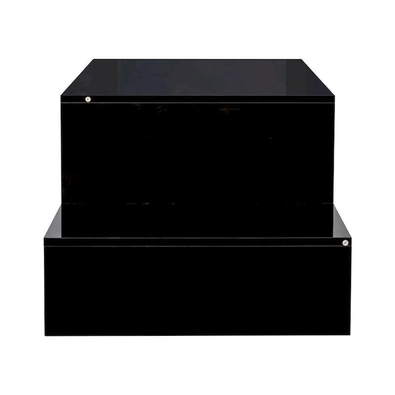Modern Minimalist Stylish Coffee Table Double Layer Coffee Table with Open Storage, for Living Room, Black