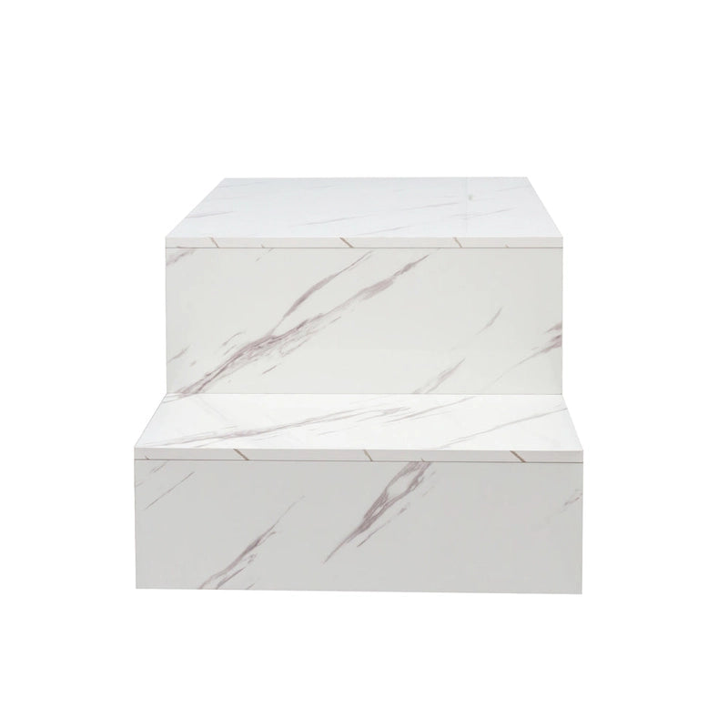 Modern Minimalist Stylish Coffee Table Double Layer Coffee Table with Open Storage, for Living Room, Black