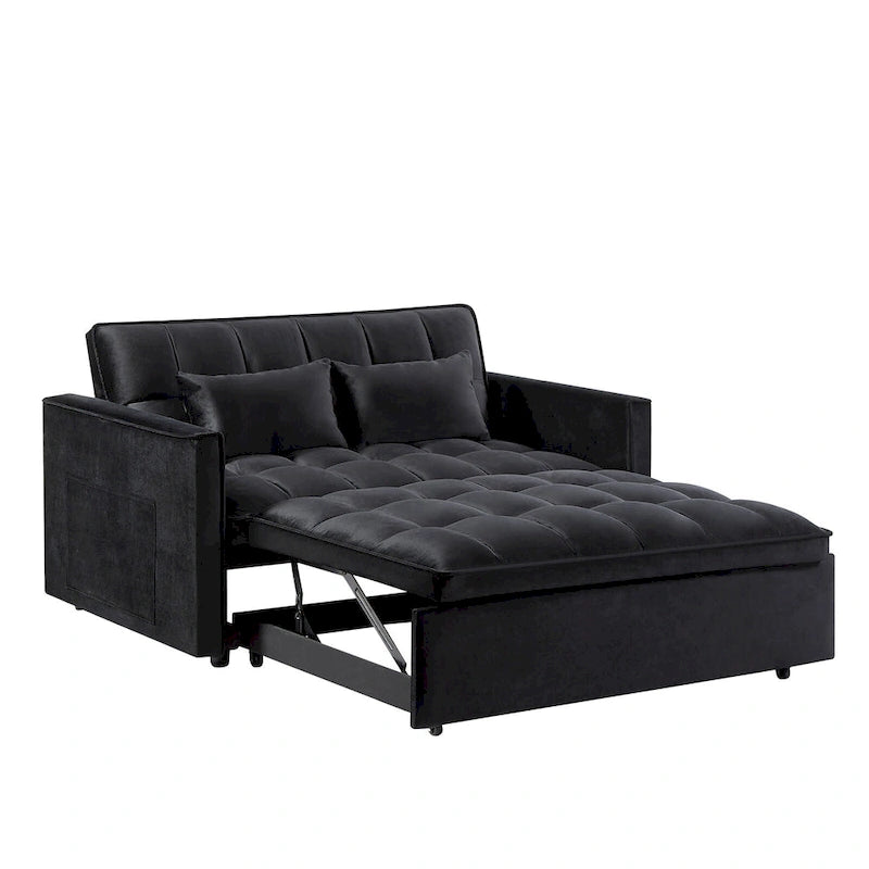 Modern Convertible Futon Sofa Bed,Adjustable Backrest,Armrest Holders