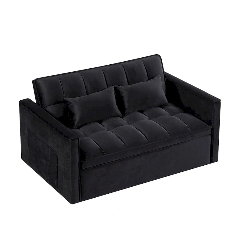 Modern Convertible Futon Sofa Bed,Adjustable Backrest,Armrest Holders