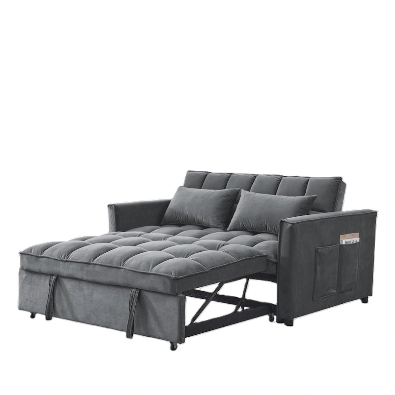 Modern Convertible Futon Sofa Bed,Adjustable Backrest,Armrest Holders