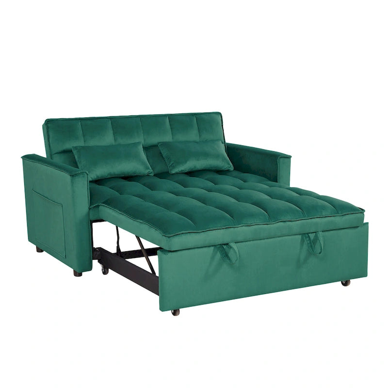 Modern Convertible Futon Sofa Bed,Adjustable Backrest,Armrest Holders