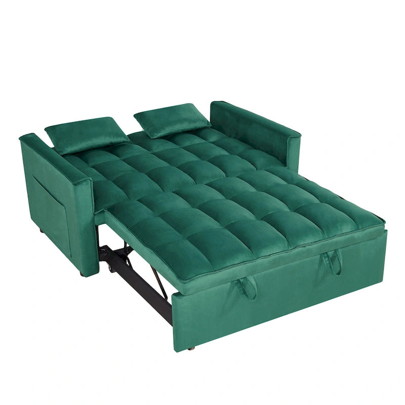 Modern Convertible Futon Sofa Bed,Adjustable Backrest,Armrest Holders