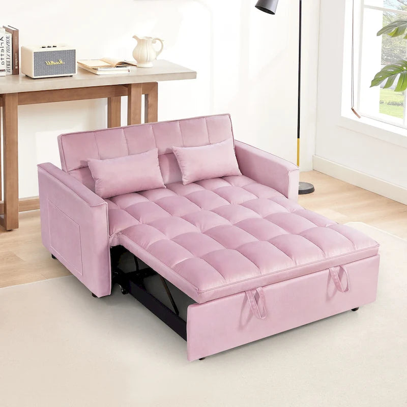 Modern Convertible Futon Sofa Bed,Adjustable Backrest,Armrest Holders