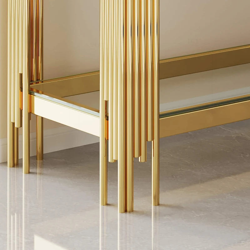 Sophisticated Double-Layer Tempered Glass Console Table