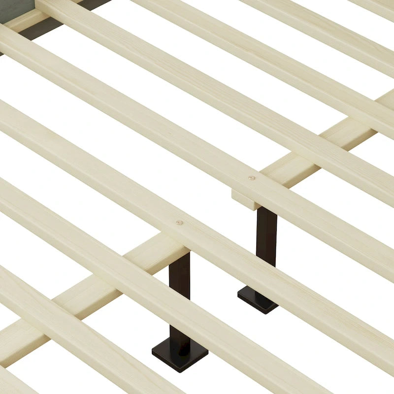 Solid Wood Platform Upholstered Headboard Queen Bed