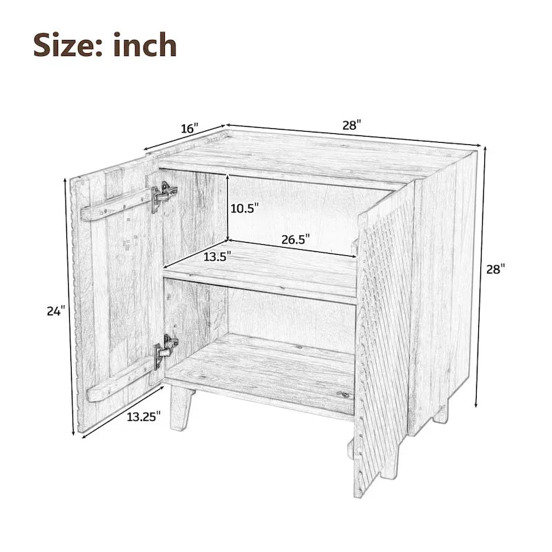 Wood Accent Cabinet with Storage and Adjustable Shelf for Dining Room