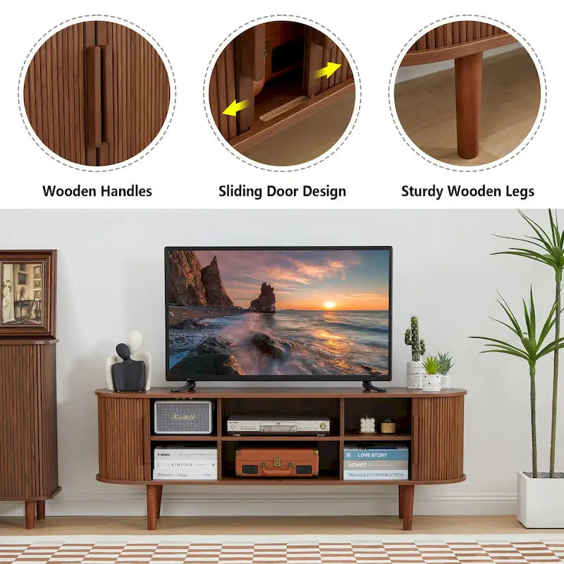 62.99in. Wood TV Stand For TVs up to 70in.