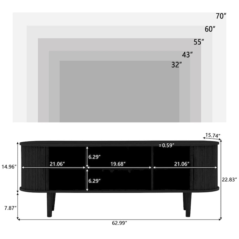 62.99in. Wood TV Stand For TVs up to 70in.