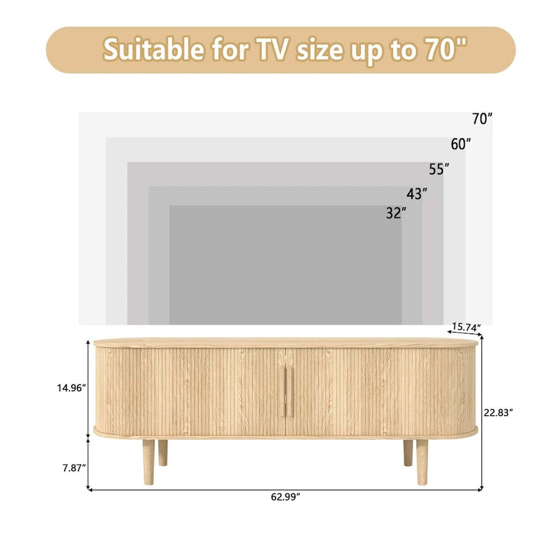 62.99in. Wood TV Stand For TVs up to 70in.