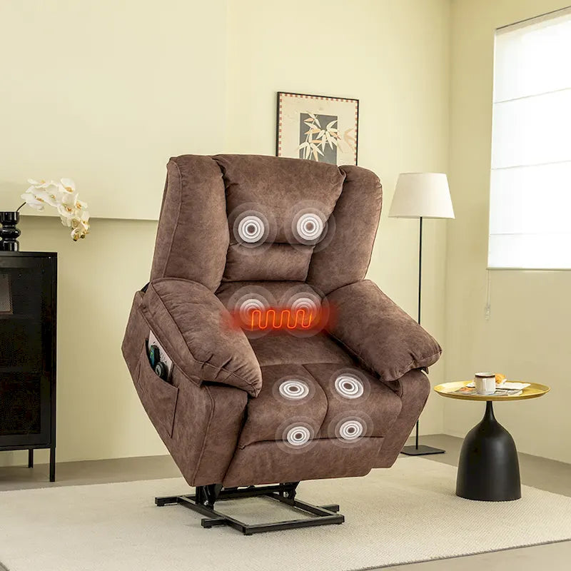 Modern Power Lift Recliner Chair Single Massage Sofa with Lumbar Heating and Timer Setting for Elderly