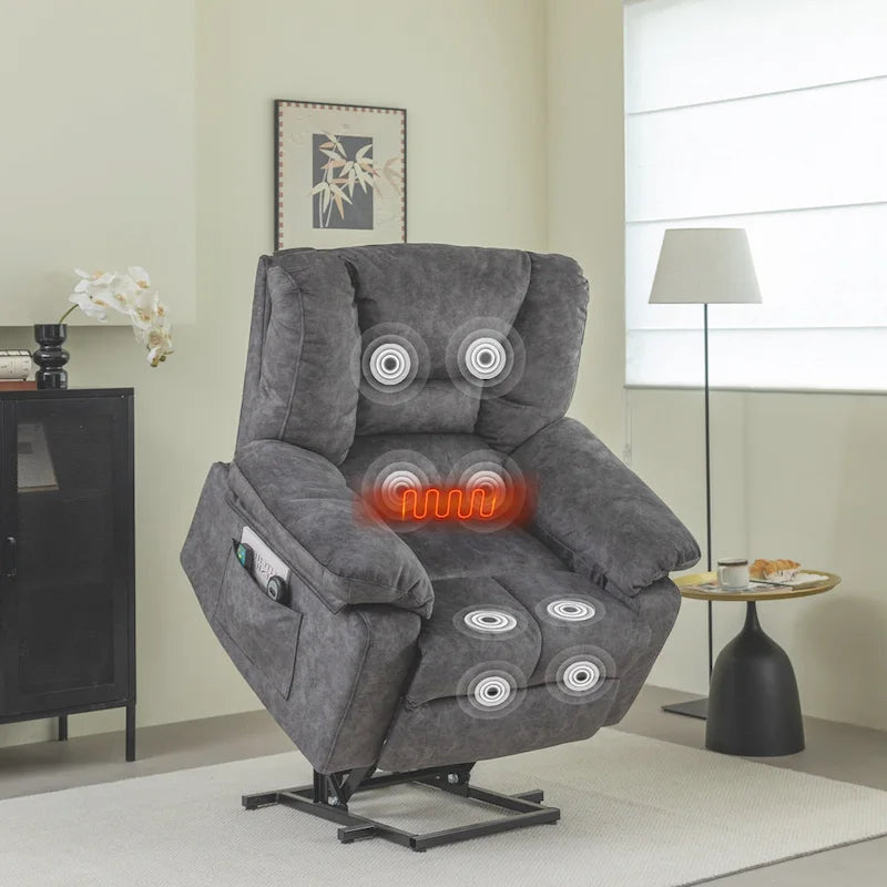 Modern Power Lift Recliner Chair Single Massage Sofa with Lumbar Heating and Timer Setting for Elderly