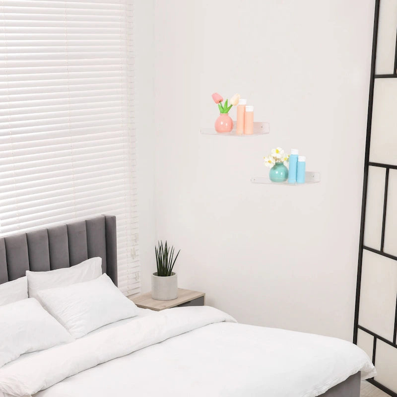 Acrylic Floating Shelves for Wall, Acrylic Shelves for Bathroom Bedroom Living Room and Kitchen Wall Storage Display Shelf Clear