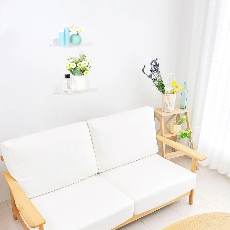 Acrylic Floating Shelves for Wall, Acrylic Shelves for Bathroom Bedroom Living Room and Kitchen Wall Storage Display Shelf Clear