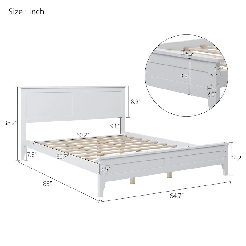Modern Solid Wood Platform Bed with Natural and Exquisite Wear-resistant Finish