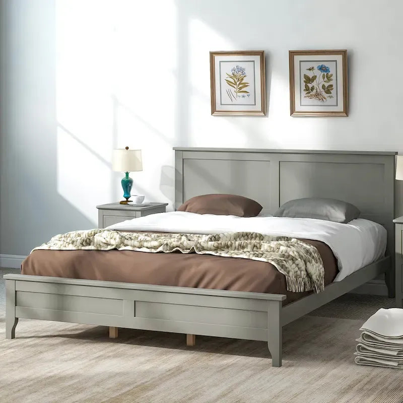 Modern Solid Wood Platform Bed with Natural and Exquisite Wear-resistant Finish