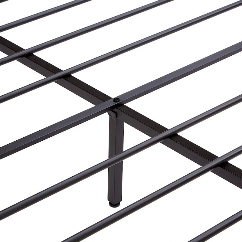 King Size Metal Platform Bed with LED Lights,Wooden Headboard and Two Drawers for Bedroom