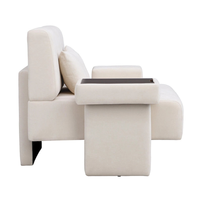 Polyester Oversized Armchair with Storage Asymmetrical Armrest and Modern Mid-Century Chair, 225lb Capacity