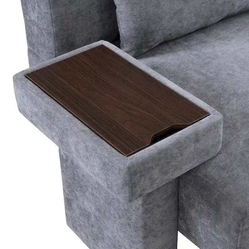 Polyester Oversized Armchair with Storage Asymmetrical Armrest and Modern Mid-Century Chair, 225lb Capacity