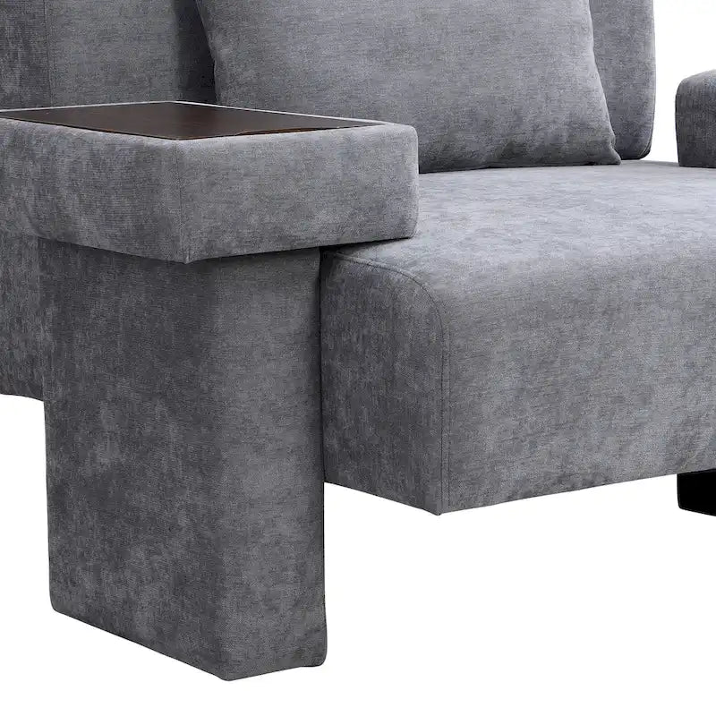 Polyester Oversized Armchair with Storage Asymmetrical Armrest and Modern Mid-Century Chair, 225lb Capacity