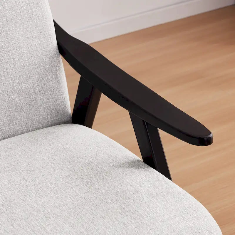 Mid Century 27.7 Upholstered Arm Chair with Solid Wood Frame and Ottoman