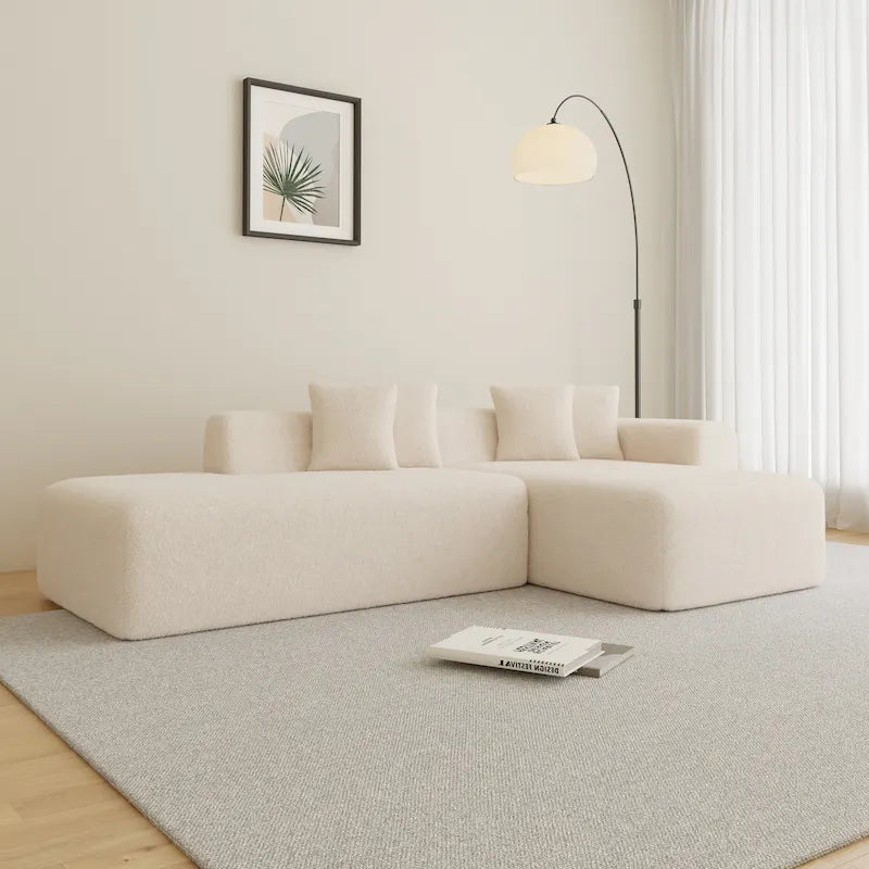 105.51 Modern L-Shape 5 Seater Modular Sectional Sofa Couch with Chaise Lounge, in Soft Lambswool Sherpa Fabric
