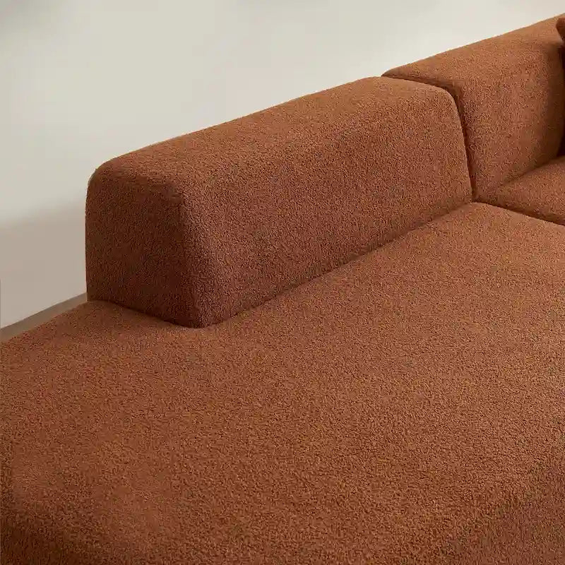 105.51 Modern L-Shape 5 Seater Modular Sectional Sofa Couch with Chaise Lounge, in Soft Lambswool Sherpa Fabric