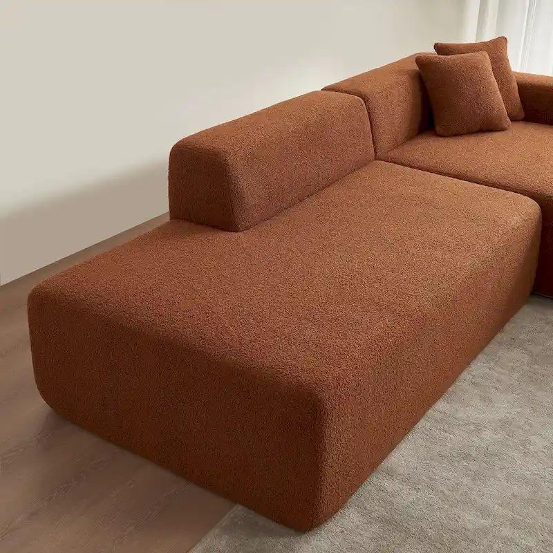 105.51 Modern L-Shape 5 Seater Modular Sectional Sofa Couch with Chaise Lounge, in Soft Lambswool Sherpa Fabric