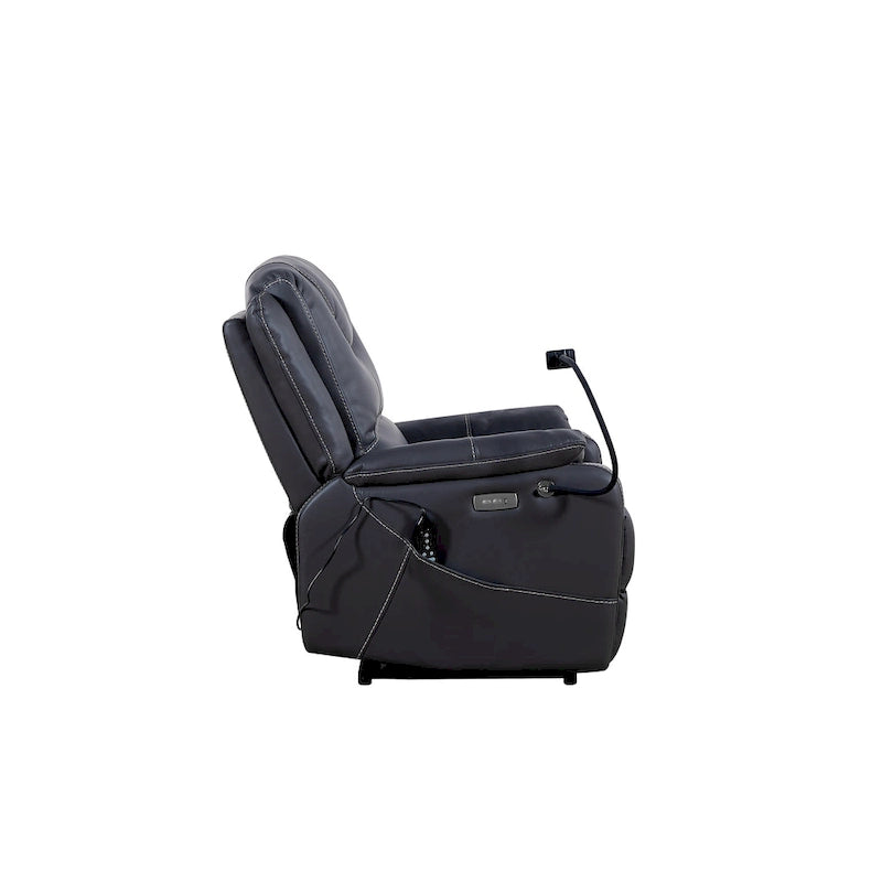 Black Power Recliner Chair, with Massage, Heating, USB Ports, Phone Holder, and Side Pockets, Adjustable Recline up to 139