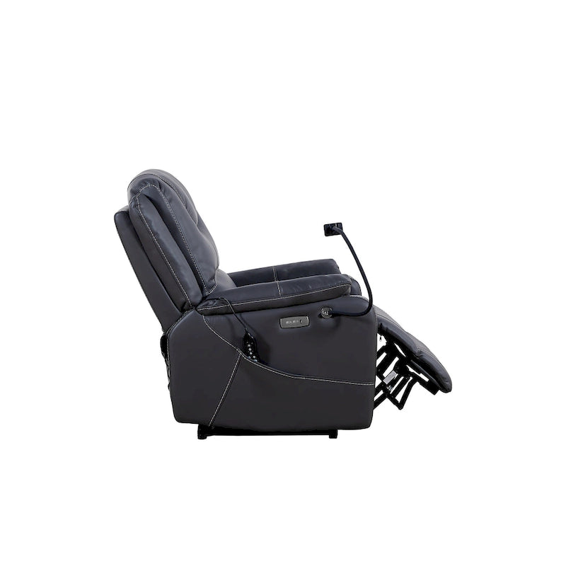 Black Power Recliner Chair, with Massage, Heating, USB Ports, Phone Holder, and Side Pockets, Adjustable Recline up to 139