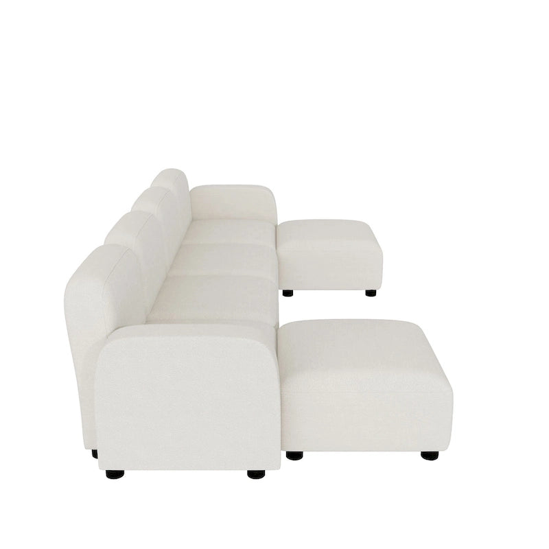 116 Modular U-Shaped Velvet 6-Seat Sectional Sofa with Two Ottomans, Reversible Design for Customizable Living Space