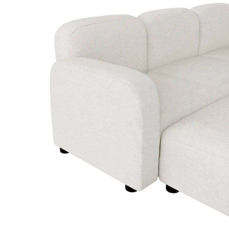 116 Modular U-Shaped Velvet 6-Seat Sectional Sofa with Two Ottomans, Reversible Design for Customizable Living Space