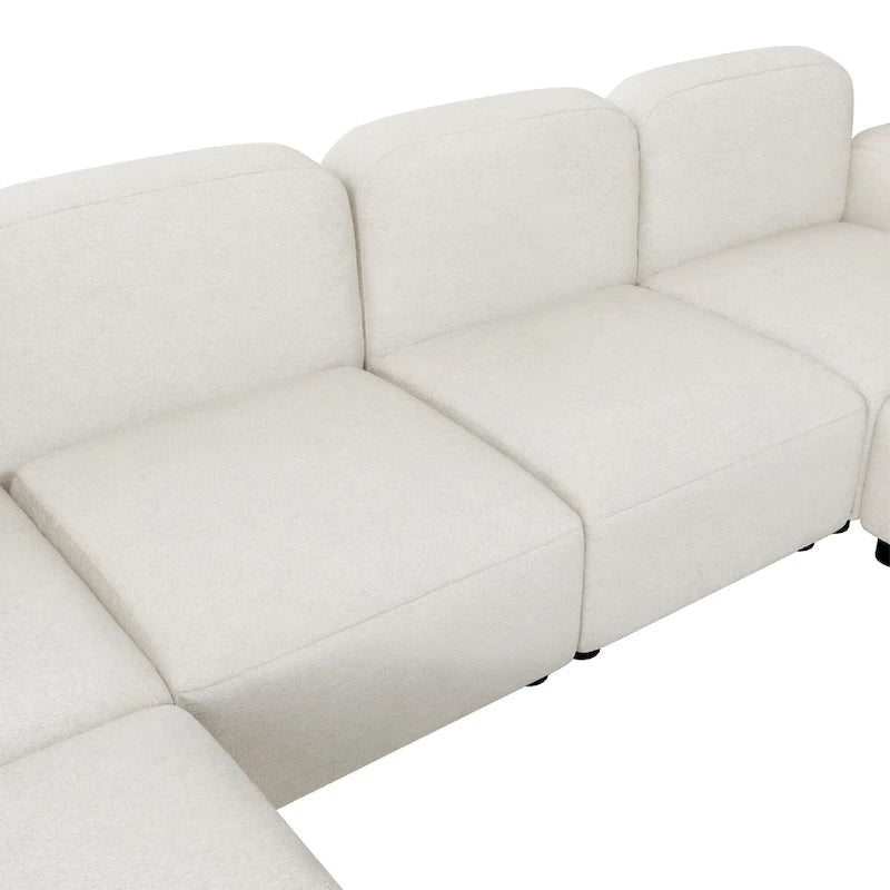 116 Modular U-Shaped Velvet 6-Seat Sectional Sofa with Two Ottomans, Reversible Design for Customizable Living Space