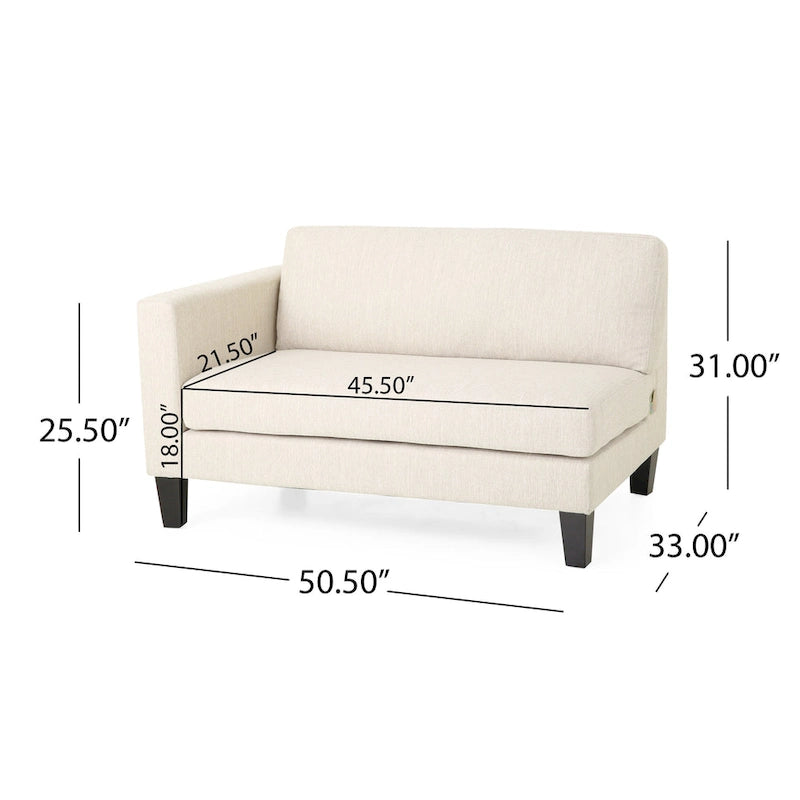 Beige Modern 101 3-seater Sofa with Wood Legs and Two Pillows for Living Room