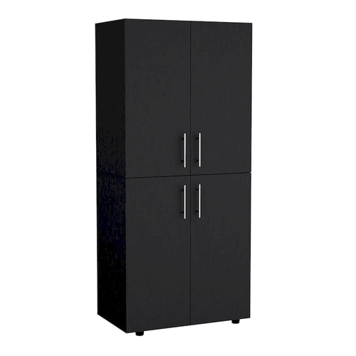 31.5 Modern Four-door Armoire with Six Shelves and Two Hanging Rods for Bedroom