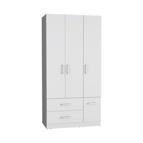 18.7 Modern Four-door Armoire with Hanging Rod, Two Drawers and 6 Shelves