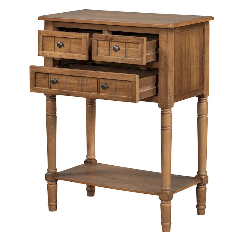23.7 Classic Console Table with Three Storage Drawers and Bottom Shelf