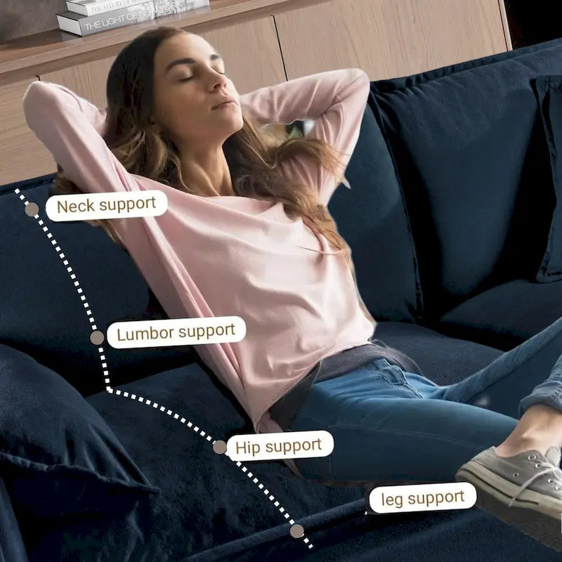 64 Oversized Chenille 2-Seater Sofa with DIY Combo & Storage Pockets