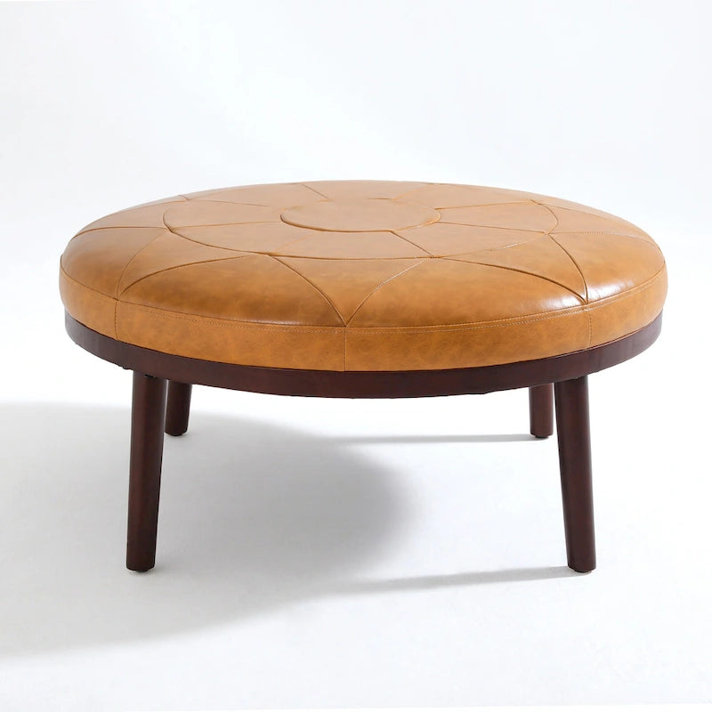 34.5 W Full-Grain Genuine Italian Leather Ottoman by Lumibee