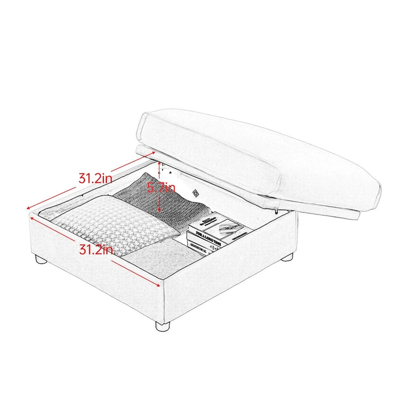 L Shaped Modular Couch Chenille Loveseat Sectional Sofa with Storage