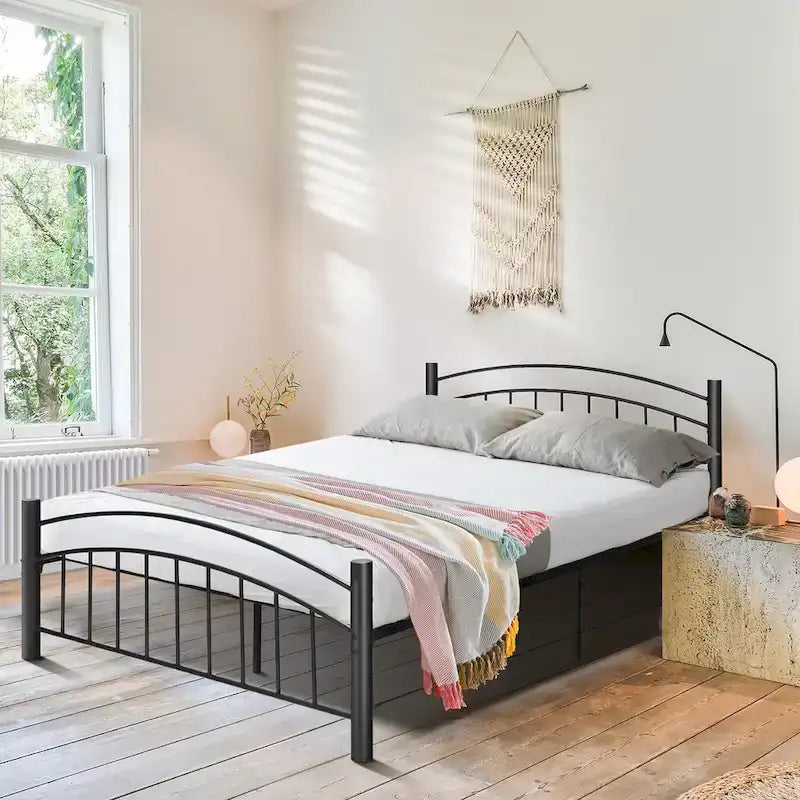 Costway Twin/Full/Queen Size Metal Bed Frame Platform Mattress