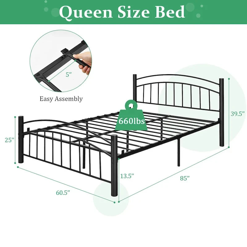 Costway Twin/Full/Queen Size Metal Bed Frame Platform Mattress