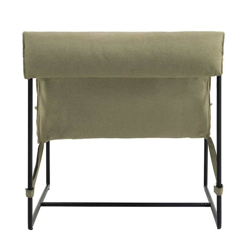 Fabric Accent Chair Metal Framed Sling Armchair Set of 2