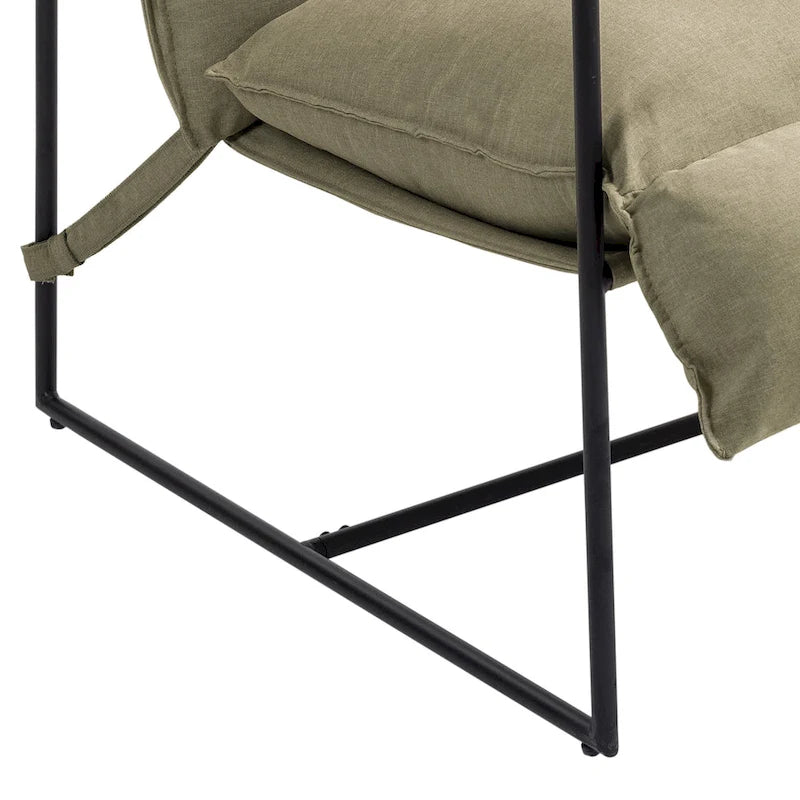 Fabric Accent Chair Metal Framed Sling Armchair Set of 2