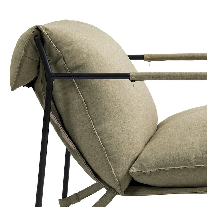 Fabric Accent Chair Metal Framed Sling Armchair Set of 2