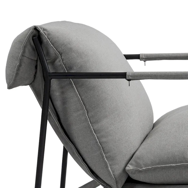 Fabric Accent Chair Metal Framed Sling Armchair Set of 2