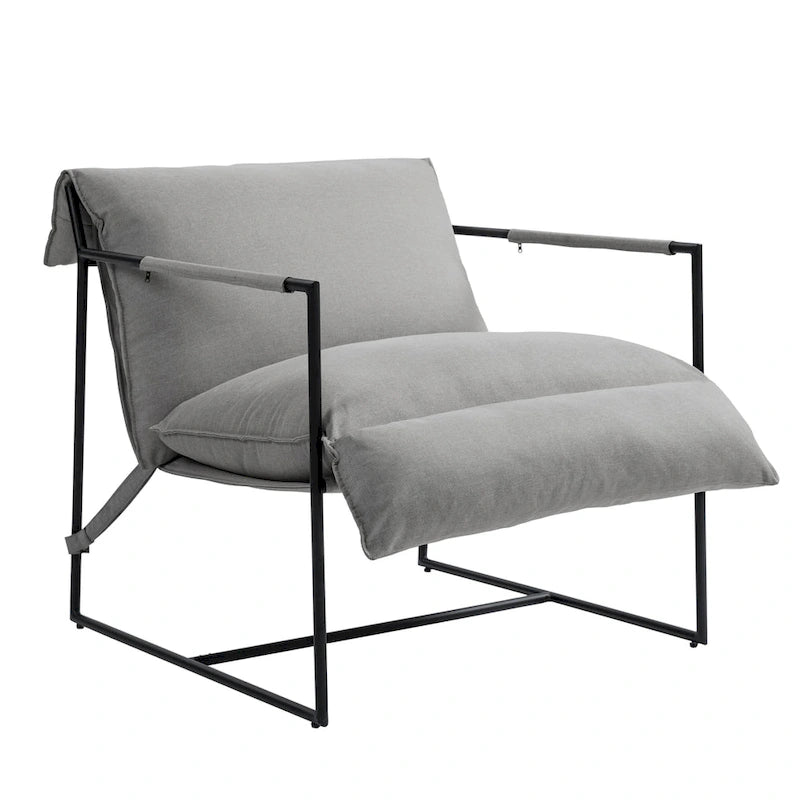 Fabric Accent Chair Metal Framed Sling Armchair Set of 2