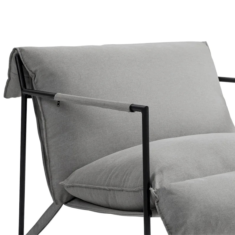 Fabric Accent Chair Metal Framed Sling Armchair Set of 2