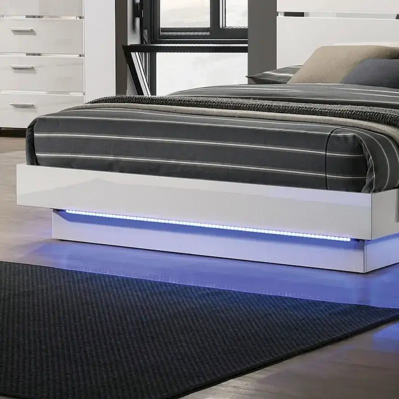 Margatta Modern White LED Light Platform Bed by Furniture of America