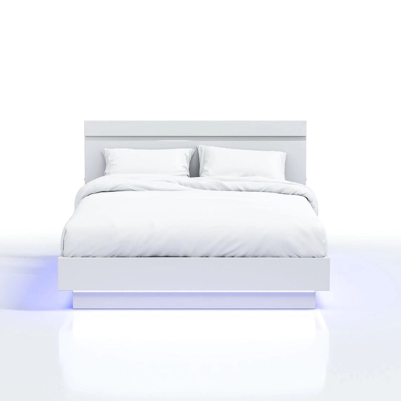 Margatta Modern White LED Light Platform Bed by Furniture of America